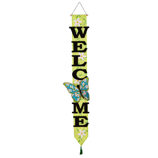 Floral Butterfly Welcome Door Banner